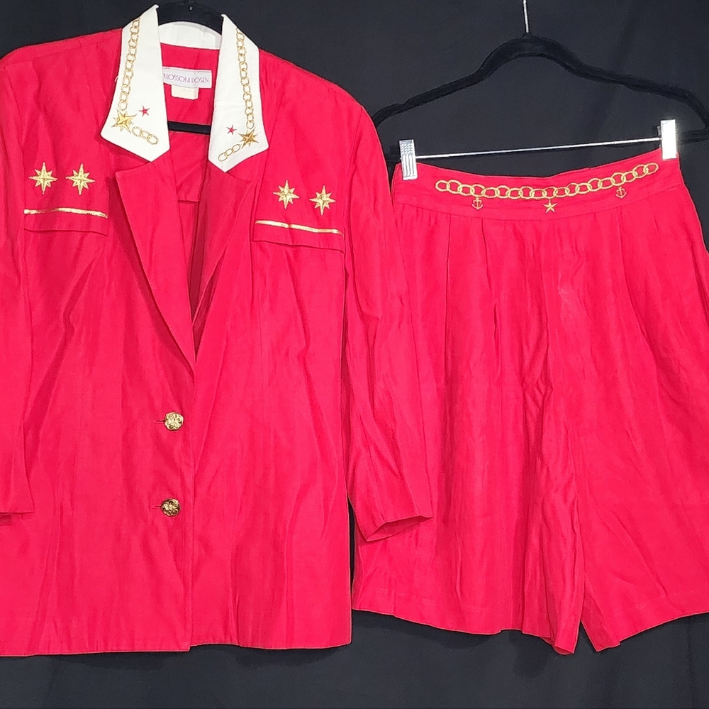 Red Vintage Nautical Top And Short set